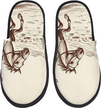 Generic Western Desert Cowboy3 Women Men Slippers Cosy Sliders Fluffy House Slippers For Indoor Outdoor Bedroom L