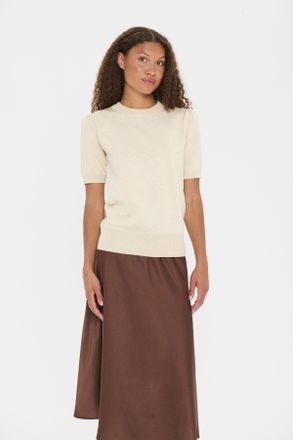 Saint Tropez Kurzarmpullover SAINT TROPEZ MilaSZ SS, Damen, Gr. XS, braun (braun rice melange), Strick, Obermaterial: 80% Viskose, 20% Polyacryl, meliert, normal n