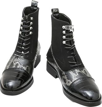 Generic Mens Low Block Heel Short Boots Lace Up Casual Boots Pointed Toe PU Leather Office Dress Shoes,Black,9.5 UK