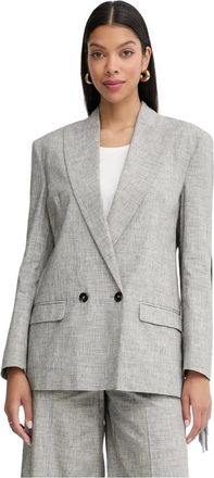 Pinko Dubbelrijige Blazer - Dames - Blazers - Grijs - S - Katoen - Jassen