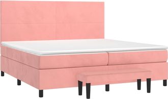 vidaXL Vidaxl - Cama Box Spring Con Colch&oacute;n Terciopelo Rosa 200x200 Cm