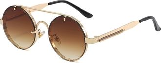 Generic Retro Round Frame Metal Punk Sunglasses, Outdoor Holiday Decorative Glasses for Men and For Women (