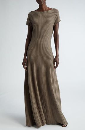 Lafayette 148 New York Ottoman Stitch Drop Waist Maxi Dress in Concrete at Nordstrom, Size Small