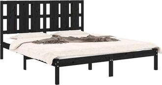 vidaXL Vidaxl - Bed Frame without Mattress Black 150x200 cm King Size Solid Wood