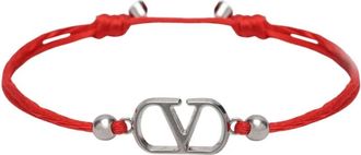 Valentino Garavani VLogo Signature Katoenen Armband - Heren - Armbanden - Rood - ONE Size - Katoen - Accessoires