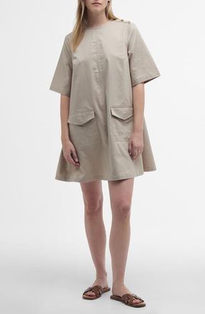 Barbour Luna Cotton Swing Minidress in Light Sand at Nordstrom, Size 14 Us
