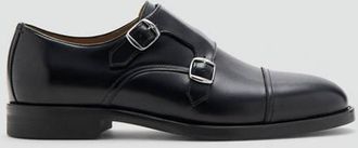 Mango Scarpe pelle doppia fibbia nero - Uomo - 39 - MANGO MAN