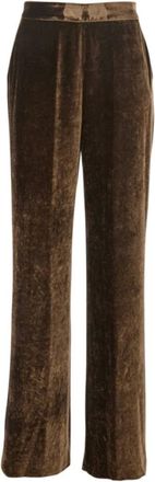 Etro Wide Trousers, female, Brown, XS, Brown Wide-Leg Silk Trousers