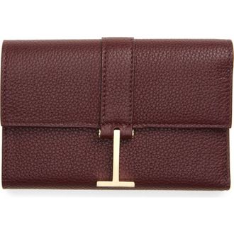 Tom Ford Kara Grain Leather Compact Wallet in Lost Cherry at Nordstrom