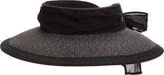 Vince Camuto Chiffon Tie Woven Straw Visor in Black Multi at Nordstrom Rack