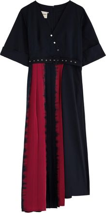 Love Birds Shogun Belted Woven Midi Dress - Navy - S (UK8-10)