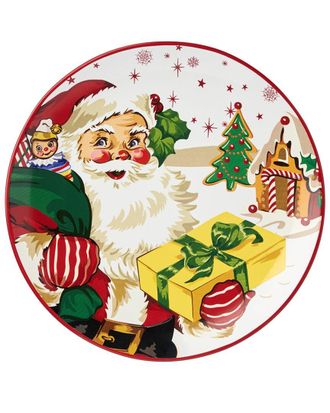 Certified International Santas Retro Christmas Set Of 4 Dinner Plates