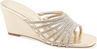 Christian Siriano Lenix Rhinestone Wedge Slide Sandal in Platino at Nordstrom, Size 9.5
