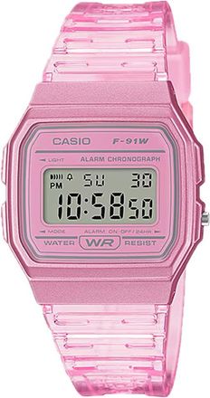 Casio Mens Transparent Pink Digital Watch - F-91WS-4CF
