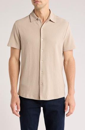 Robert Barakett Newman Short Sleeve Knit Button-Up Shirt in Tan at Nordstrom Rack, Size Small