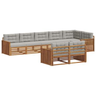 vidaXL Conjunto De Sof&aacute;s De Exterior 8 Uds. Gris Natural Y Claro Vidaxl