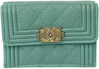 Chanel Pre-owned Portafoglio Trifold in Pelle Caviar Boy - - Pre-owned - Donna - Blu - ONE SIZE