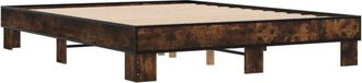 vidaXL Estructura cama madera ingeniería metal roble ahumado 150x200cm Vidaxl