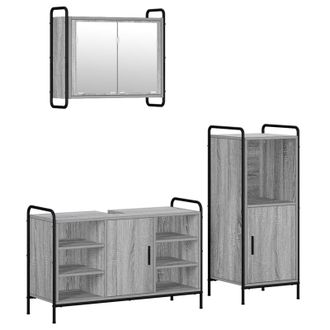 vidaXL Set Di Armadi Da Bagno 3 Pz Sonoma Grigio 40 X 36 X 99,5 Cm Vidaxl