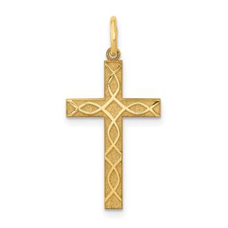 Diamond2Deal 14k Yellow Gold Laser Designed Ichthus Cross Charm Pendant