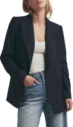 Favorite Daughter The Suits You Chalk Stripe Blazer in Navy Pinstripe at Nordstrom, Size X-Small