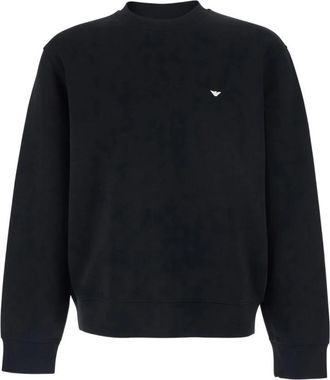 Emporio Armani Cotton Crewneck Sweatshirt - Heren - Sweatshirts - Zwart - L - Katoen - Hoodies & sweatvesten