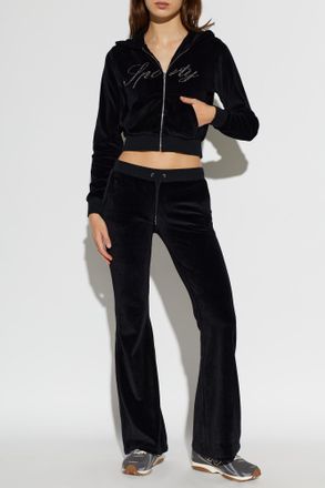 Sporty & Rich Velour Sweatshirt From The Rich Bitch Drop Collection, Womens, Black