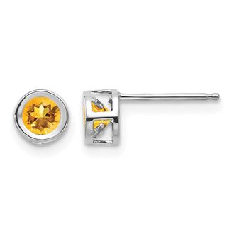 Diamond2Deal 14k White Gold November 4mm Citrine Earrings