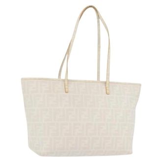 Fendi Pre-owned Tote Bags, female, White, Size: ONE SIZE Pre-owned Zucca Canvas Tote