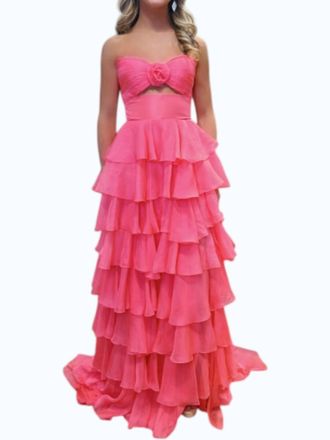 Sherri Hill Layered Prom Dress In Coral