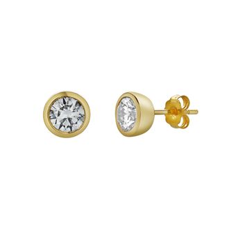 LuvMyJewelry Alisha 1.5 Ct TW Non Certified Lab Grown Round Diamond Studs Bezel 14K Gold Earrings