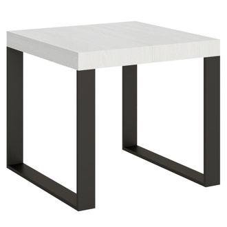Itamoby Mesa extensible 90x90/246 cm efecto madera fresno blanco, hierro
