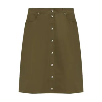 Msgm Msgm, Rokken, Dames, Groen, XS, Geplooide A-lijn midi-rok met knopen