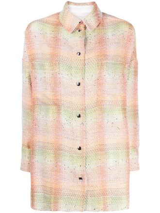 Iro bouclé-effect checkered shirt - Orange