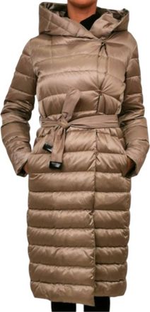 Max Mara Novef Reversible Padded Long Coat In Light Grey