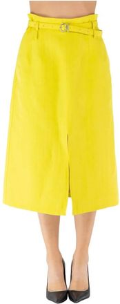 Jil Sander Stijlvolle Gonna Rok - Dames - Midirokken - Geel - XS - Katoen - Rokken