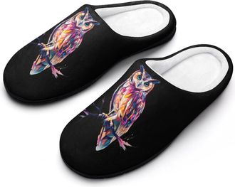 Generic Owl Perched On A Tree Branch Mens Slippers Comfortable And Non-slip Cotton Slipper Shoe for House