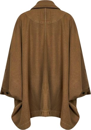 Uma Wang Womens Asymmetric Cape-Style Kew Jacket Wool Blend Green Bomber