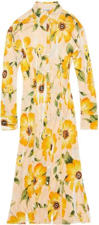 Acne Studios floral-print midi dress - Neutrals