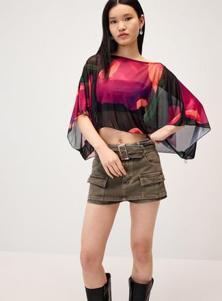 Twik Womens Floral mesh poncho