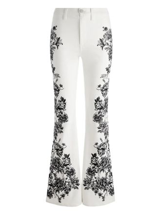 Alice & Olivia SB floral-print flared trousers - White