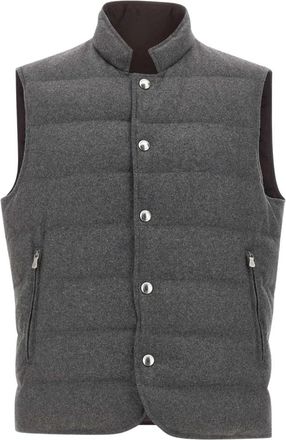 Eleventy Omkeerbaar Vest - Heren - Bodywarmers - Grijs - M - Leer - Jassen