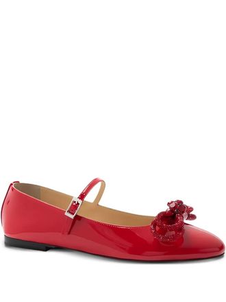 Mach & Mach bow embellished ballet flats - Red