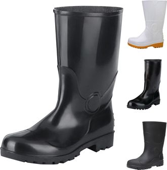 Generic Mid Calf Rain Boots for Mens Size 4.5 Waterproof Slip Resistant Rubber Mud Boots with PVC, Men Comfort Lightweight Gardening Fishing Shoes for Outdoor