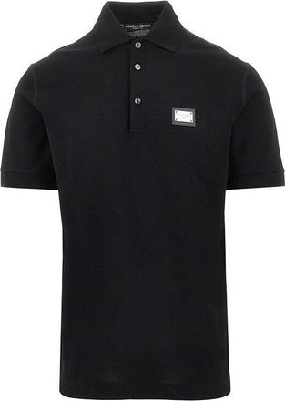 Dolce & Gabbana Piquet polo shirt with logo plate Man 46