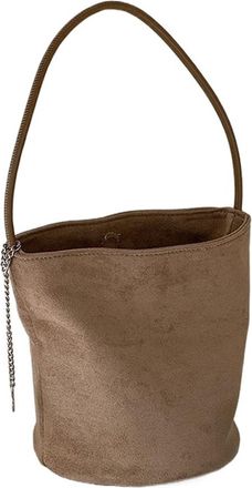 Generic Vintage Tassel Ladies Bucket Shoulder Bags Small Matte PU Leather Lady Handbag Suede Female Totes Bolsos(Apricot)