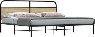 vidaXL Estructura De Cama Sin Colch&oacute;n Metal Roble Sonoma 193x203 Cm Vidaxl