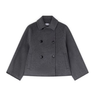Motivi Double-breasted Pea Coat - Dames - Mantel - Grijs - L - Wol - Jassen