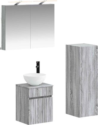 vidaXL Juego De Muebles De Ba&ntilde;o 4 Uds. Sonoma Gris Vidaxl