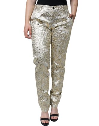 Dolce & Gabbana Gouden Slim Fit Brocade Broek